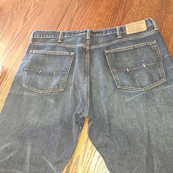 42Tx36 Polo Ralph Lauren The Hampton Straight Denim Blue Jeans Cotton w Pockets - Picture 3 of 9